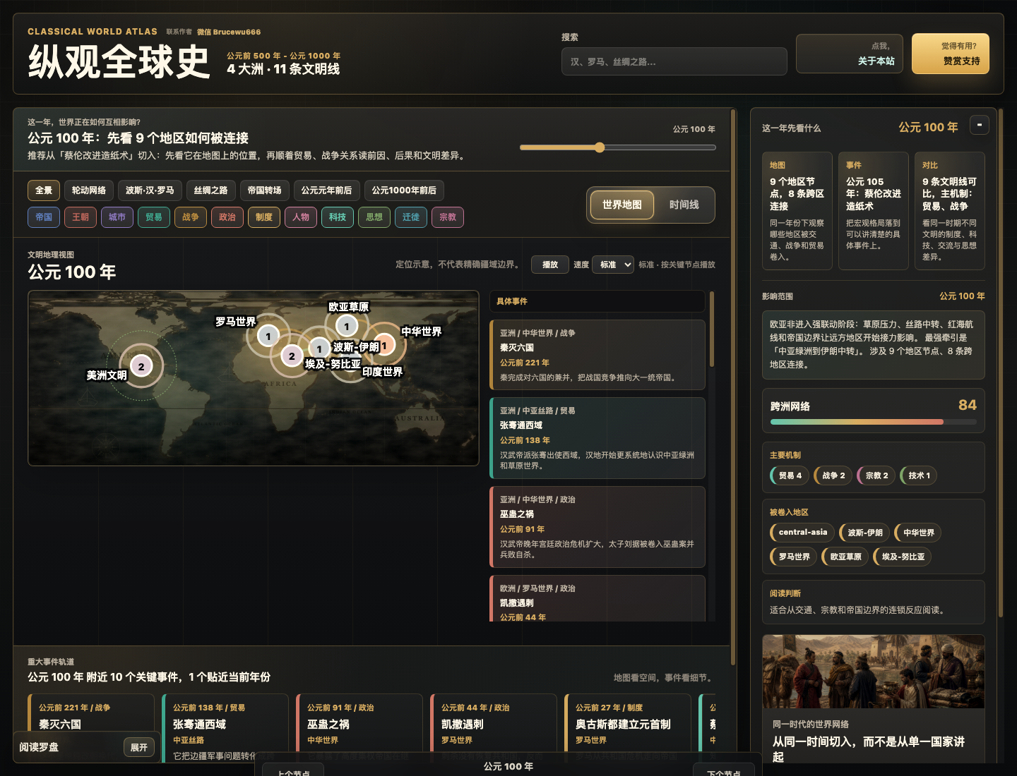 纵观全球史交互地图产品界面